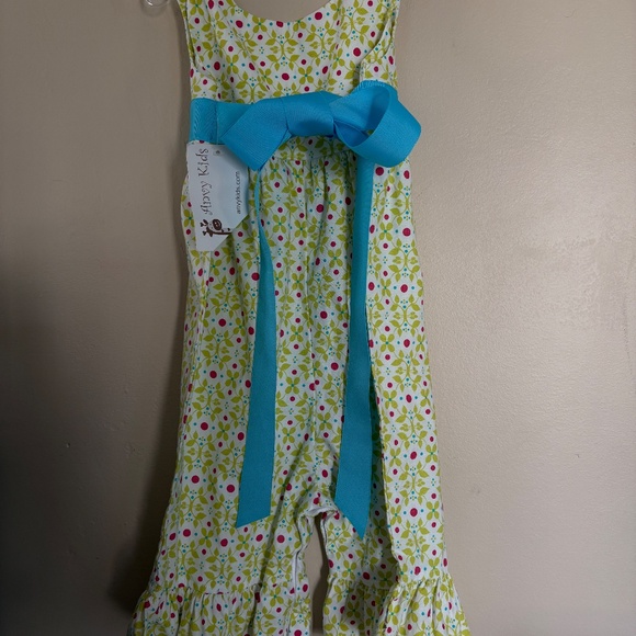 Anvy Kids one piece outfit; ruffles, ribbon bow, buttons; size 3T; NWT - Picture 6 of 8